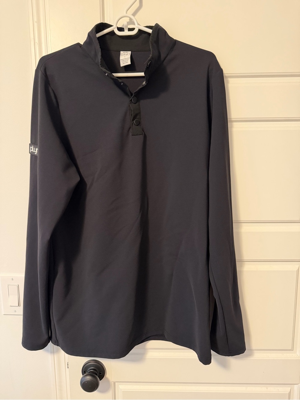 Plyr Men's Long Sleeve Quarter‑Button - Black